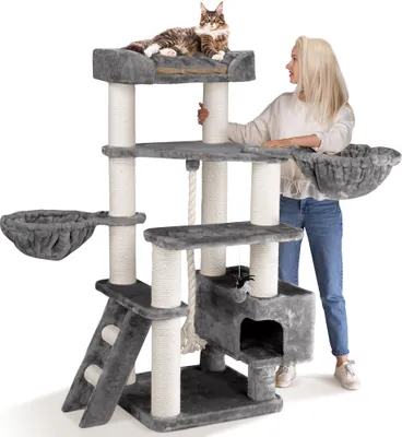 Produktbild von HAPPYPET Kratzbaum große Katzen XXL JACOB - Katzenbaum Deckenhoch, Stabil und Massiv mit Sisalsäulen und Dicker Bodenplatte, Ideal für Schwere Rassen