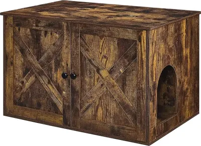 Produktbild von In And OutdoorMatch Katzentoilette Annie - Katzenhaus - mit Türen - Vintage-Braun/Schwarz