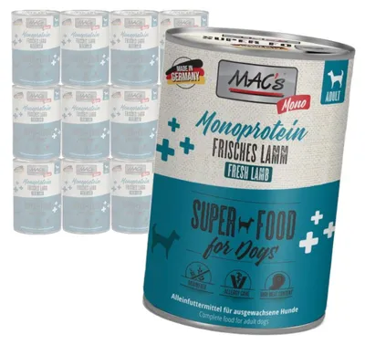 Produktbild von MAC's Hunde-Monoprotein-Nassfutter mit Lamm 12x400g für allergieanfällige Hunde