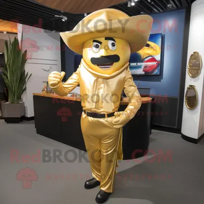 Productafbeelding van Gouden Fajitas mascotte REDBROKOLY kostuum karakter gekleed met een Jeggings en Dasspelden