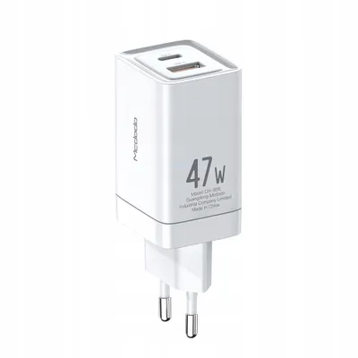 Produktbild von Mcdodo 47W GaN Wandladegerät 1x PD USB-C (Typ-C) 1x USB Anschluss Handy-Ladegerät Schnell-Ladegerät weiß
