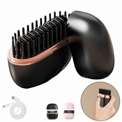 Produktbild von Mini Glättbürste kabellos, wiederaufladbarer Hair Straightener mit 3 Heizstufen, tragbar für Haare, Bart und Styling unterwegs