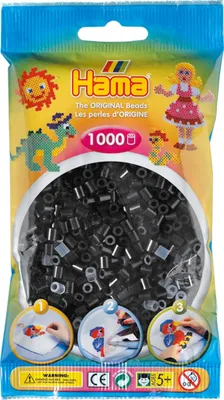 Produktbild von Hama zažehlovací korálky midi černé v sáčku 5,0 mm 1 000 zažehlovacích korálků