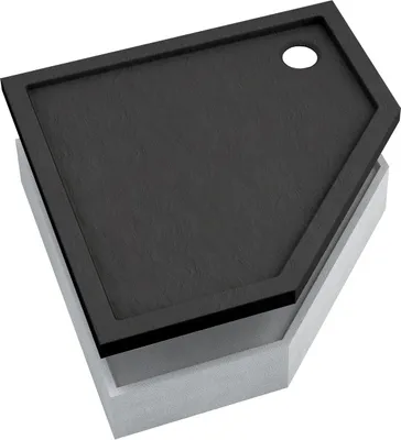 Produktbild von AQUABAD® Duschwanne SET Basic Black Stone 90x90cm Fünfeck inkl. Styroporträger