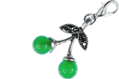 Produktbild von Kirschen Doppel grüne Glasperlen Charm Anhänger Bettelarmband Miniblings grün