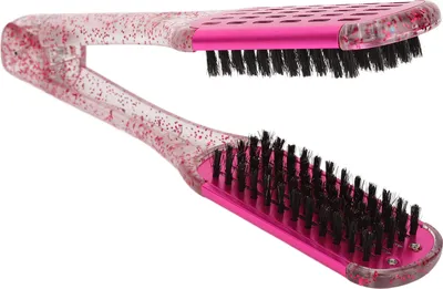 Productafbeelding van Haarstijltang, kam, zacht, dubbelzijdig, stijltang, borstel met clip, stylingtool, rozenroze