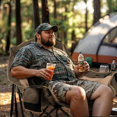 Produktbild von Extra großes klappbares Campingsofa belastbar bis 204 kg - gepolstert mit Becherhalter und Kühltasche - hohe Rückenlehne für Outdoor- und Indoor-Nutzung - khaki