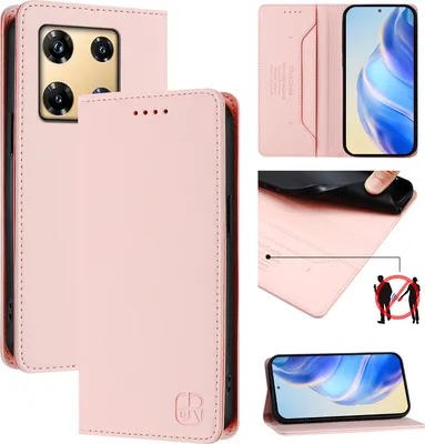 Obrázek produktu pro Kožené pouzdro pro Infinix Note 30 Pro 4G, flipové pouzdro s přihrádkami na karty, peněženkou a stojánkem Růžový