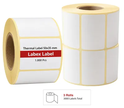 Zdjęcie produktu dla Etykiety termiczne, 50x35 mm - 3000 sztuk, 3 rolki