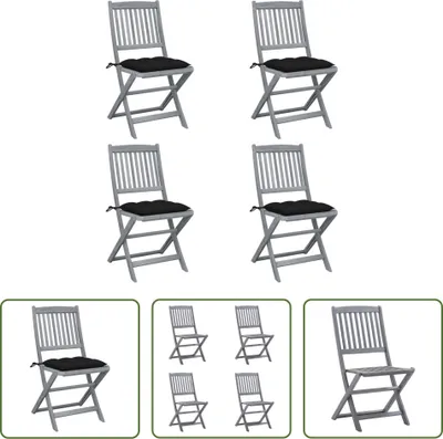 Produktbild von The Living Store Klappbare Gartenstühle 4 Stk. mit Kissen Massivholz Akazie