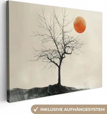 Produktbild von MuchoWow® - Leinwandbilder - Baum - Sonne - Modern - Landschaft, Wandbild, Wanddeko Bilder Wohnzimmer, 120x90cm