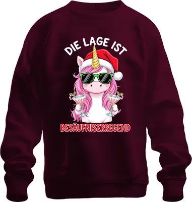 Immagine prodotto di The Situation is Boozy Christmas Unicorn Booze Unisex Felpa Pullover, Borgogna, M