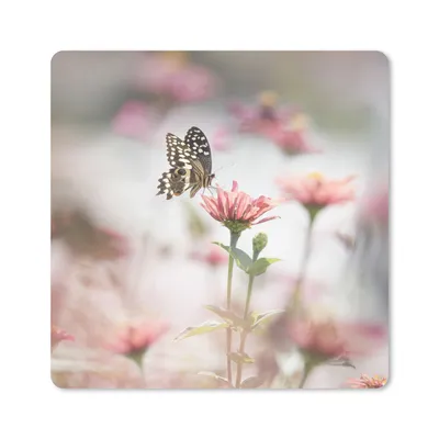Produktbild von MuchoWow® Mauspad Mousepad Schmetterling - Blume - Rosa 30x30 cm - Mousepads - Maus Mat - Pad - Mausunterlage - Gaming