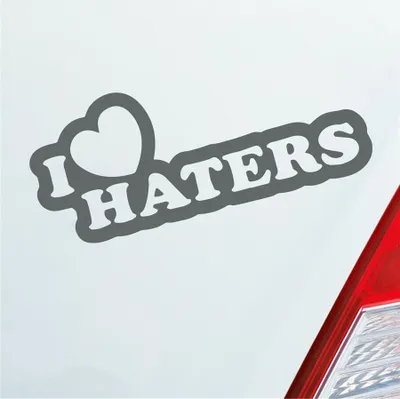 Produktbild von Auto Aufkleber I Love Haters Lustig Spruch 15x6 cm Grau Sticker Heckscheibenaufkleber