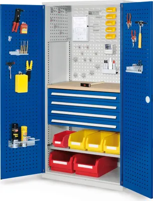 Produktbild von Kappes ®RasterPlan Schubladenschränke 1950x1000x600mm Lochplattentüren Modell 16 enzianblau