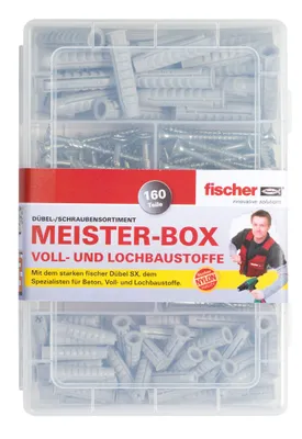 Image de Fischer MEISTER-BOX SX avec vis - Jeu de vis et de chevilles - Béton - Gris - 80 pièce(s) - Boîte (513777)