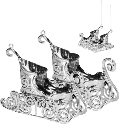 Produktbild von SPRINGOS Weihnachtsdeko Weihnachtsbaumanhänger Weihnachtsmann-Schlitten 2 Stück Hängedeko Tannenbaumschmuck 8,5 cm Weihnachten