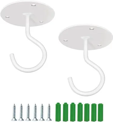 Produktbild von Set aus 2 rostfreien Stahlgipshaken - Wandstütze - Für Blumenvasen - Mit Schrauben für Vogelfutterhäuschen - Weiss