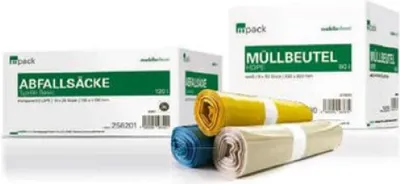 Produktbild von mpack Müllbeutel 60 Liter (12my) weiß