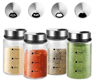 4er-Set Gewürzgläser 150 ml, Borosilikatglas, Drehdeckel