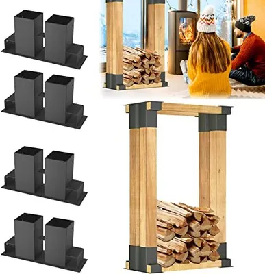 Zdjęcie produktu dla NAIZY pomoc w układaniu drewna pomoc w układaniu drewna opałowego odpowiednia do ramy uchwyt na palenisko do kominka stabilny uchwyt na stos drewna opałowego 4 szt
