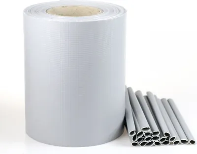 Immagine prodotto di Nastro per recinzione 19cmx35m Copertura grigio chiaro con clip di fissaggio