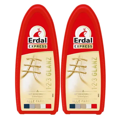 Produktbild von 2x Erdal Express 1-2-3 Glanz Farblos - Schwamm - mit Bienenwachs