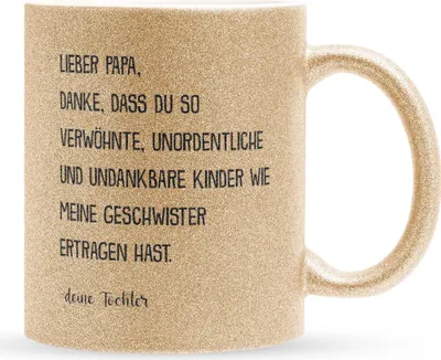 Produktbild von 22Feels Glitzertasse Gold Papa Geschenk von Tochter Vatertag Vater Geburtstag Weihnachten Kaffeetasse Männer Haferl Geschenkidee Bürotasse