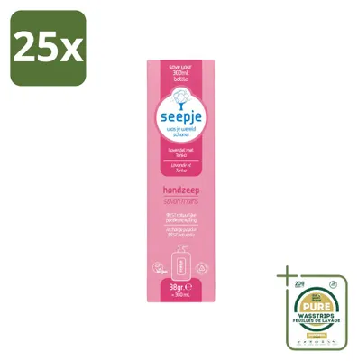 Productafbeelding van 25 x Seepje handzeep navullingen - Lavendel en tonkaboon - 38 g - Verpakking met 25 stuks
