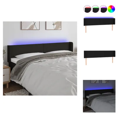 Produktbild von vidaXL LED Kopfteil Schwarz 163x16x78/88 cm Stoff -  Kopf- & Fußenden