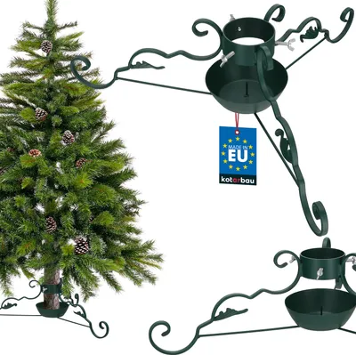 Image de KOTARBAU® Support pour sapin de Noël avec réservoir d'eau en acier Vert Support pour arbre de Noël Support pour arbre de Noël décoratif avec ornement Support pour sapin de Noël Christmas Tree Stand Support pour arbre de Noël