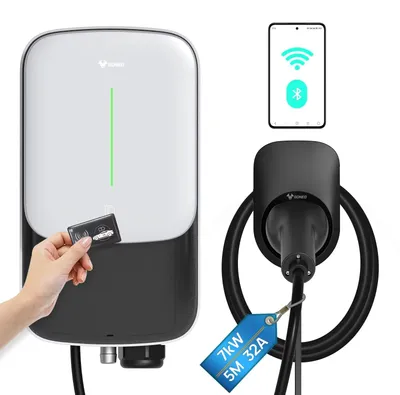 Imagen del producto de Estación de carga trifásica para vehículos eléctricos con conector tipo 2 y certificación CE y