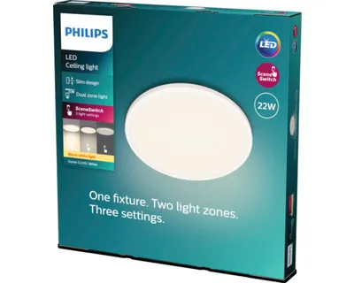 Produktbild von Philips Funktional Ozziet Deckenleuchte, 22 W, LED, Nicht austauschbare(s) Leuchtmittel, 2700 K, 2300 lm, IP20, Weiß