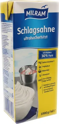Image de MILRAM Crème fouettée 30 % de matières grasses (longue conservation), 1 l