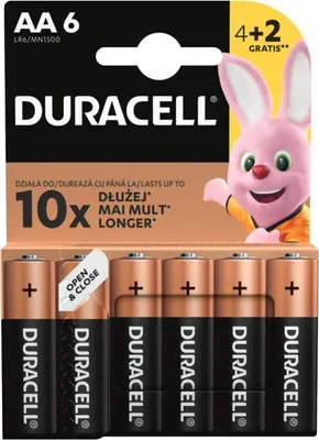 Obrázek produktu pro Duracell Basic AA Alkalické baterie LR6 MN1500 1,5V Blister 6ks