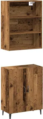 Image de Buffet avec armoire murale vieux bois bois d'ingénierie
