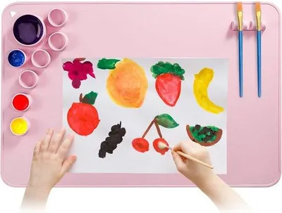 Image de Tapis de peinture en silicone 60 x 40 cm, 8 couleurs, bricolage, enfants
