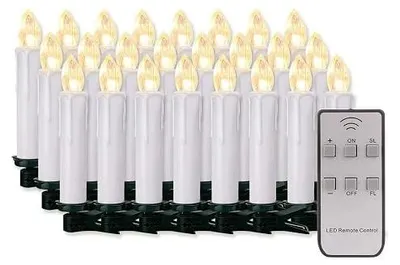 Zdjęcie produktu dla Lampki LED bezprzewodowe na pilota zdalnego świece bożonarodzeniowe 60 szt