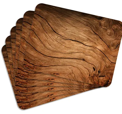 Produktbild von MG Design Set aus 6 Kork-Platzsets - Wood 1 - 30 x 40 cm - hitzebeständig & abwischbar, mit Korkrückseite