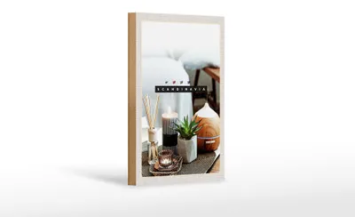 Produktbild von Holzschild Reise 12x18 cm Skandinavien Kerze Pflanze Tischdecke