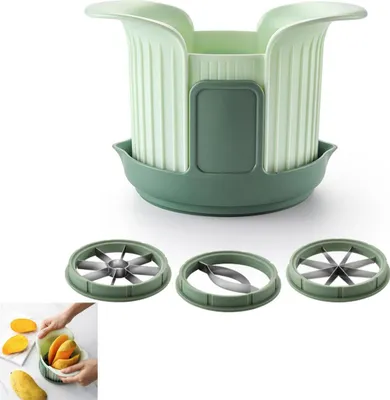 Produktbild von Obstspalter,3-in-1-Schneider und Entkerner, speziell für Äpfel,Mangos und Tomaten,aus Edelstahl,praktisch zum Entfernen des Kerngehäuses und Schneiden