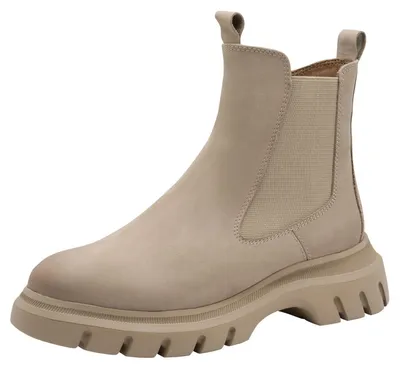 Image de Bottines Chelsea pour femmes, en cuir, avec semelle épaisse, de la marque Marco Tozzi, couleur marron (taupe), taille 41 EU