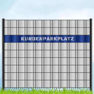 Produktbild von zaun|zu Sichtschutzstreifen mit Laser Beschriftung "KUNDENPARKPLATZ"  Doppelstab Enzianblau 2,55m