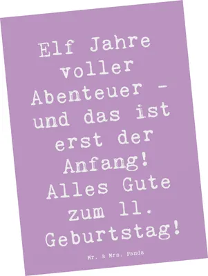 Produktbild von Mr. & Mrs. Panda Postkarte Spruch 11. Geburtstag Abenteuer - Lavendeltraum - Geschenk, feiern, Ansichtskarte, Grußkarte, Geburtstagsgeschenk, Erinnerungen, bildkarte