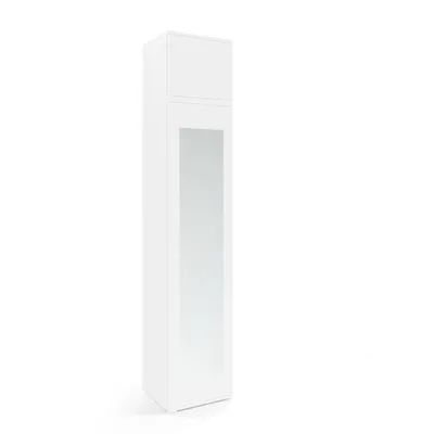Produktbild von Kleiderschrank 45 cm "Modulo" mit Spiegel und Schrankaufsatz, Mehrzweckschrank, Weiß, Push-to-Open-System, Modernes Design