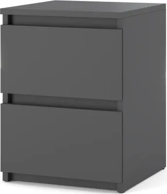 Zdjęcie produktu dla Szafka Nocna Dla Dziecka Szara Mat 2 Szuflady Nowoczesny Stolik Loft 30Cm