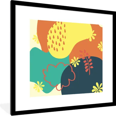 Produktbild von MuchoWow® Gerahmtes Poster Sommer - Flecken - Abstrakt 40x40 cm - Poster mit Schwarzem Bilderrahmen Wandposter Rahmen Foto Bilder - Poster - Plakat im Rahmen