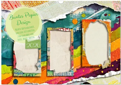Produktbild von Buntes Papier Design (Wandkalender 2026 DIN A3 quer), CALVENDO Monatskalender