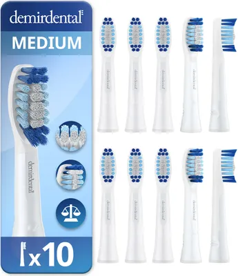 Produktbild von 10er demirdental Medium Aufsteckbürsten für Oral-B Pulsonic & Oral B Pulsonic Slim | Luxe | Clean