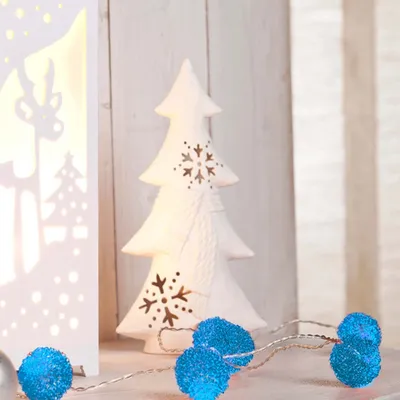 Produktbild von Lichterkette LED Metallbälle blau Deko Innen Indoor Beleuchtung 20 LEDs
